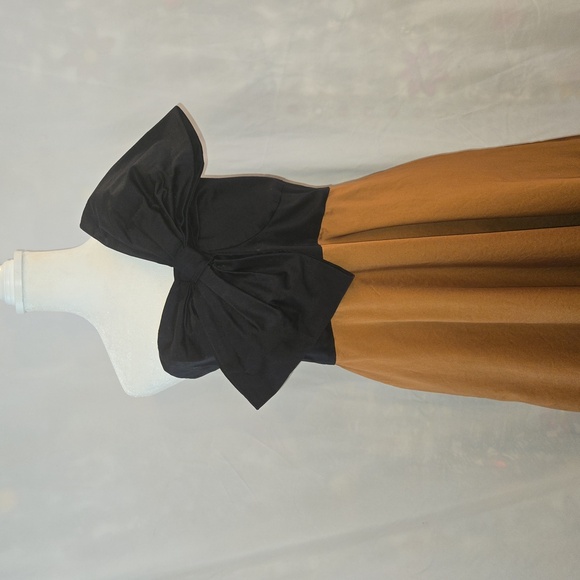 Anthropologie × Hutch Black Motif Bow Tie Strapless Ruffled Maxi Dress Size 16 - Picture 4 of 16